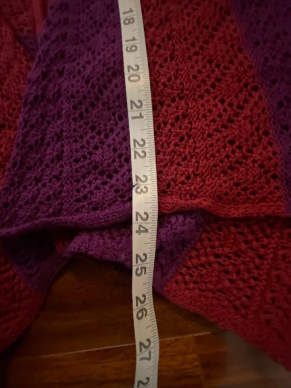 Retro Route 66 Cotton Open-Front Crochet Shrug Poncho in Purple and Red - Picture 7 of 8